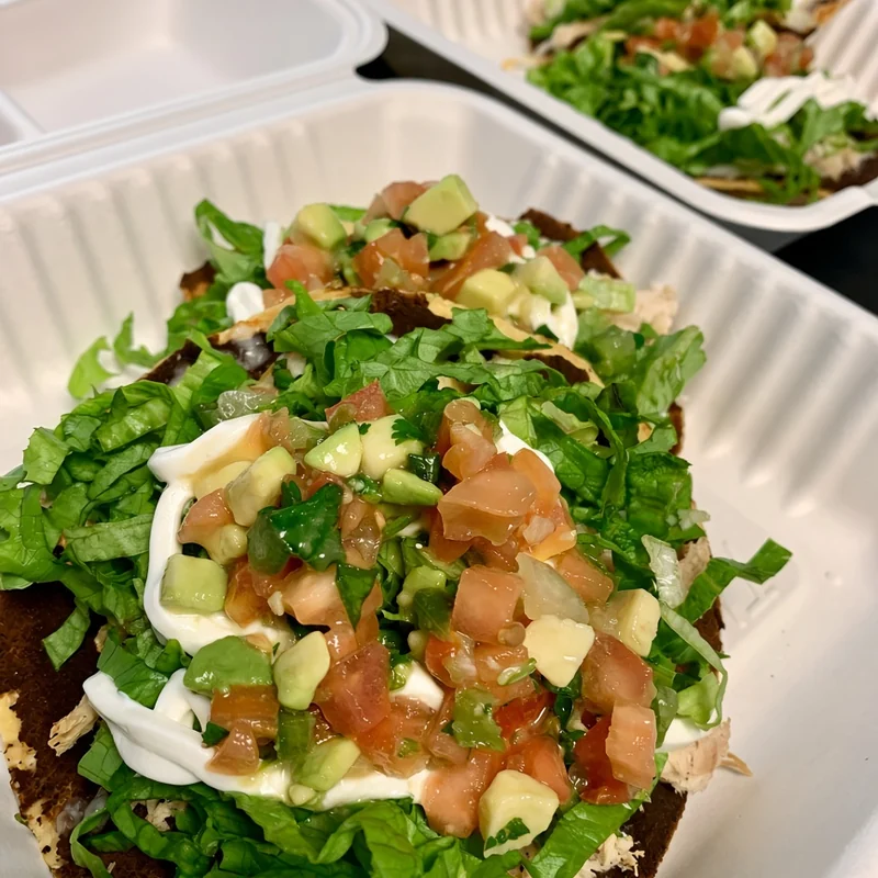 Fresh hot tostadas at Tres Marias Mexican Food Market in Calgary, AB