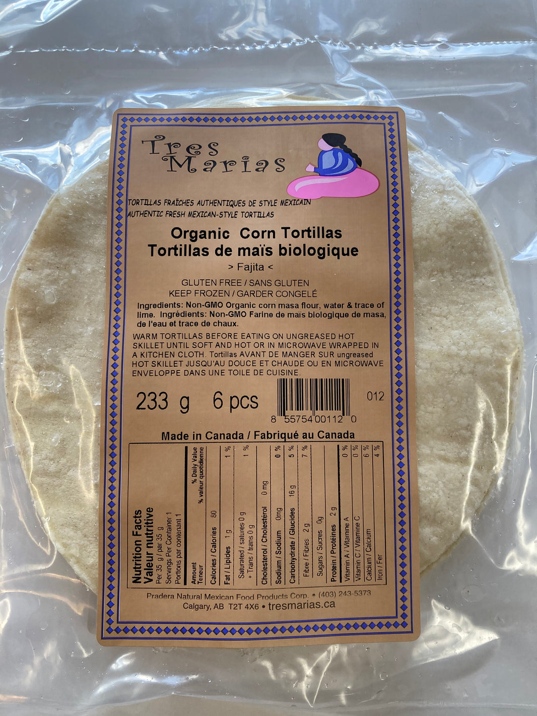 Organic Corn Tortillas 8"  6pcs