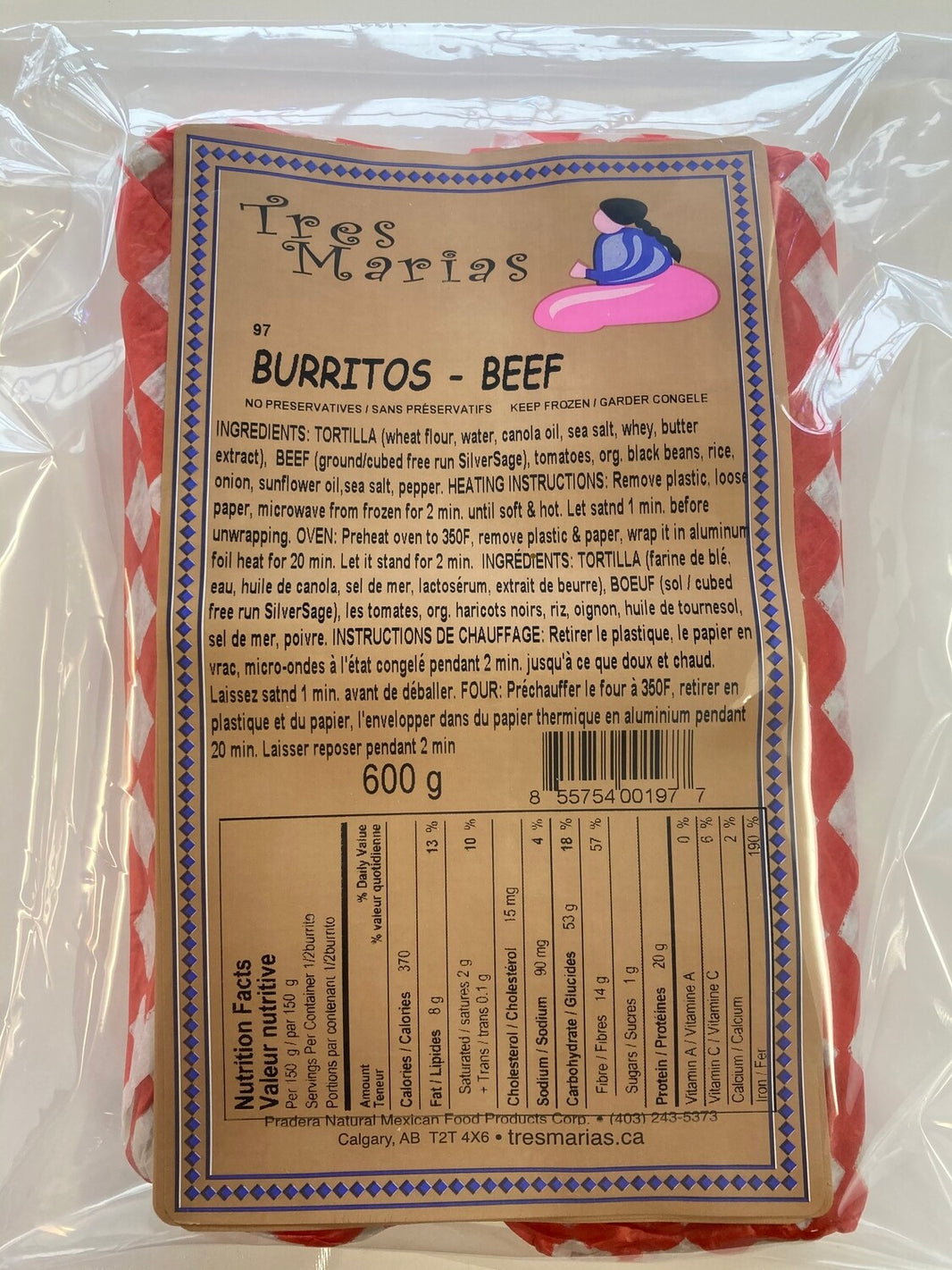 Tres Marias Burritos-Beef wheat